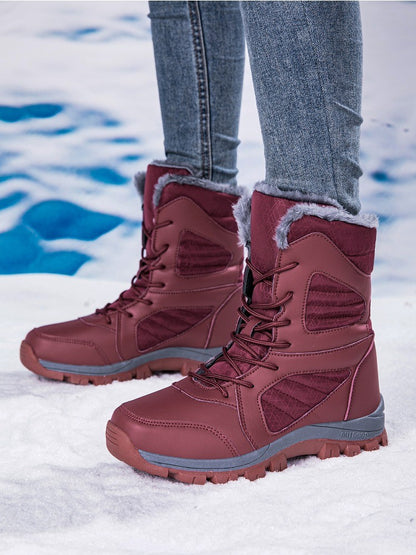 Winter Women's Snow Boots High Top Hiking Boots for Women Winter Outdoor Walking Sneakers Waterproof Plush Warm Platform Boots