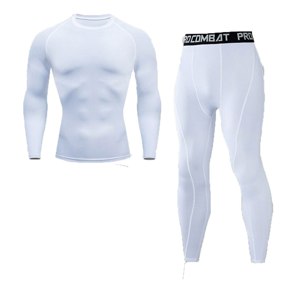 Thermal Man Underwear Set Soild Color Compression T Shirt Leggings Yoga Sets Fitness Sports Suits Men Clothing Gym Running Kit