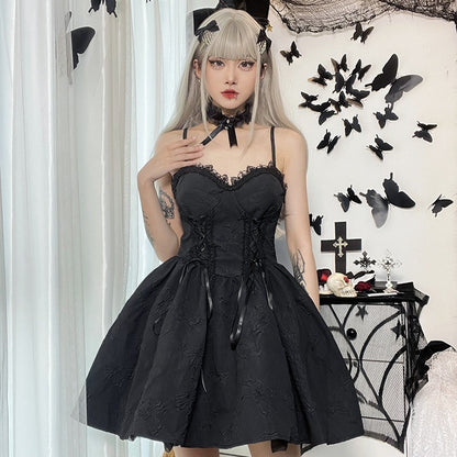 Dark Halloween Lace Dress Punk Trend Sexy Evening Dress Suspender Skirt For Women