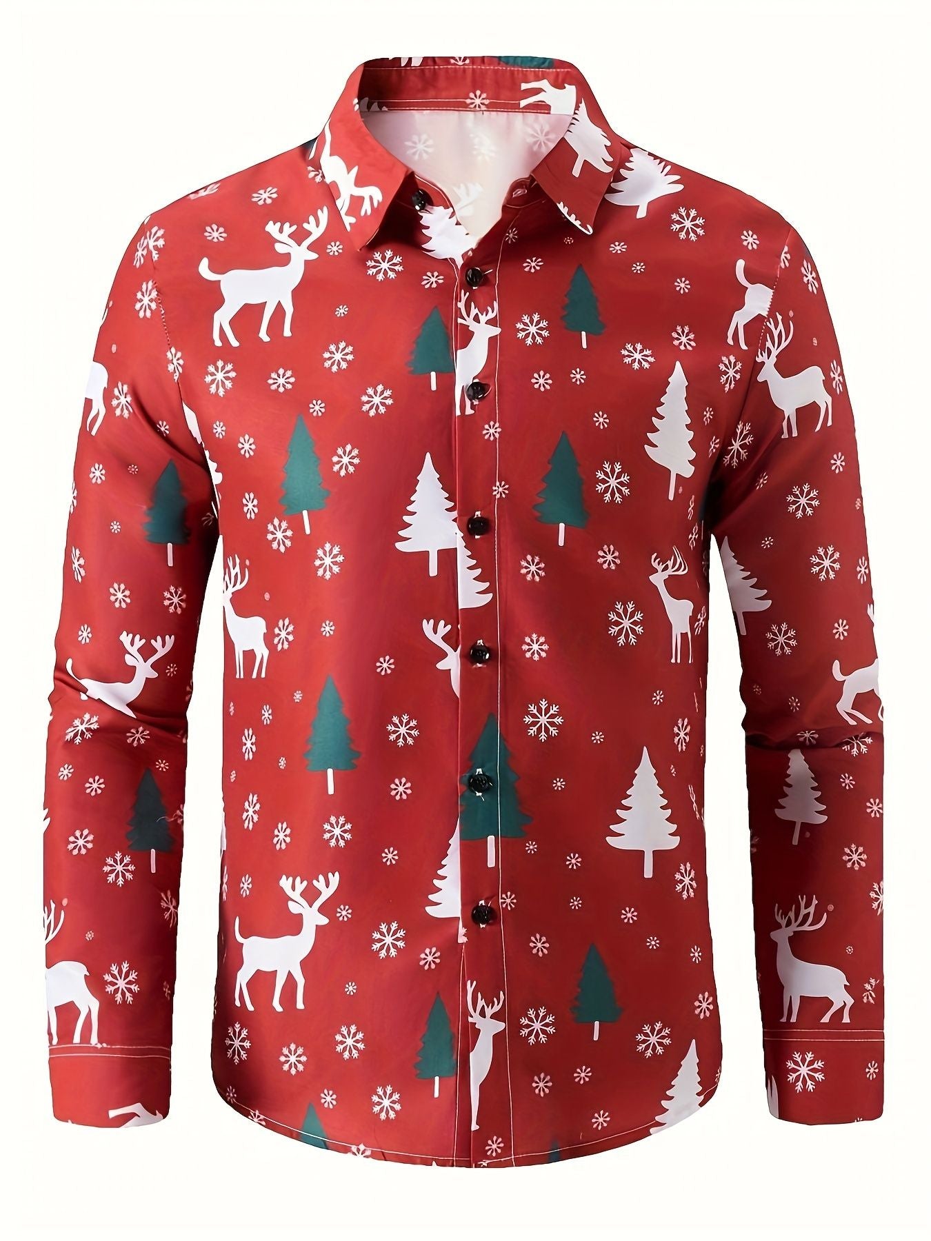 Christmas Festival Theme Men's 3D Printed Formal Shirts Santa Claus Elk Graphic Long Sleeve Shirt Fashion Men's Shirts For Men