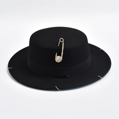 Novo Design de Moda Chapéu Fedora Para Mulheres Homens Corrente de Metal Decorativo Chapéu Jazz Festa Igreja Bonés