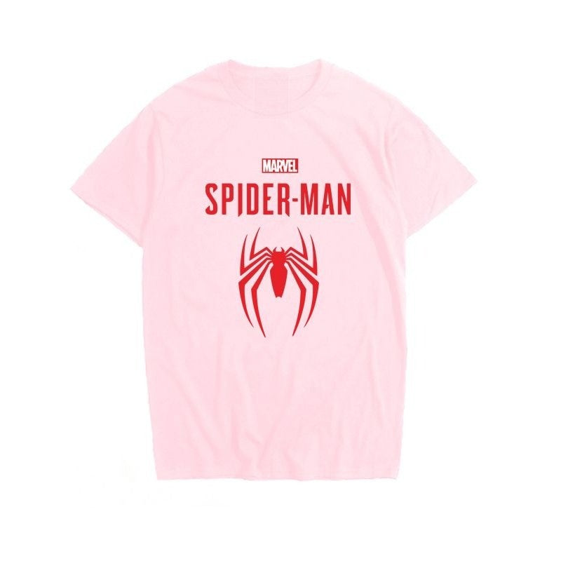Latest Marvel Spider-Man Logo Loose Hip Hop Cotton Short Sleeve Marvel Movie Peripheral Summer T-Shirt Men