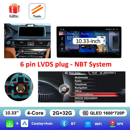 para BMW X5 F15 X6 F16 2014 - 2018 Sistema NBT/EVO Rádio Multimídia para Carro Android 15 GPS Navegação 4G BT Carplay Auto Ferramentas