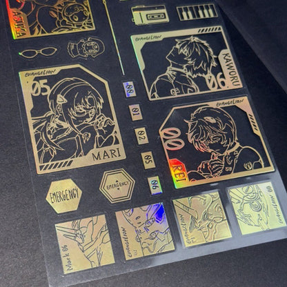 Evangelion Eva Anime Sticker Cartoon Laser Metal Sticker Notebook Headset Mobile Phone Tablet Decorative Waterproof Sticker Gift