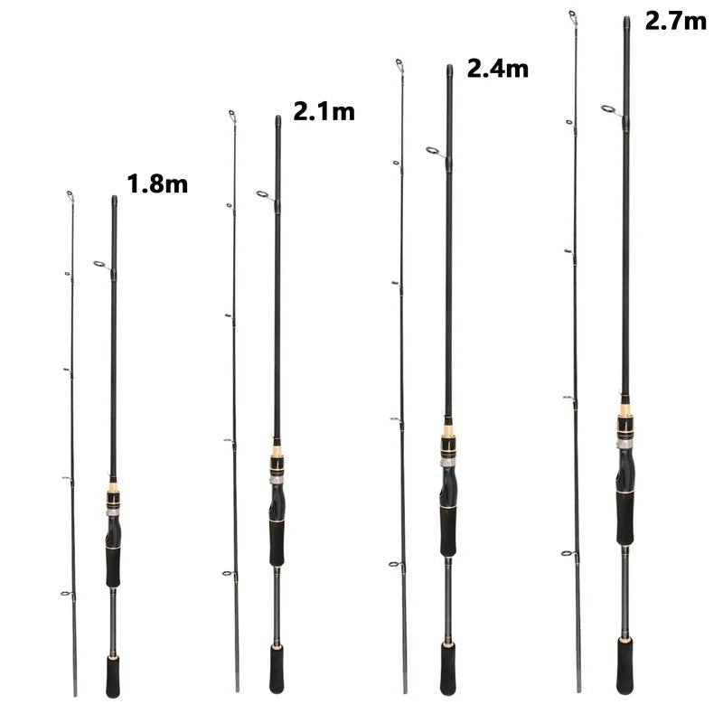 Vara de Pesca Submarina Telescópica Ajustável de 1.8-2.7 M de Carbono Sólido Vibratório com Punho Leve e Reto para Lançamento Longo