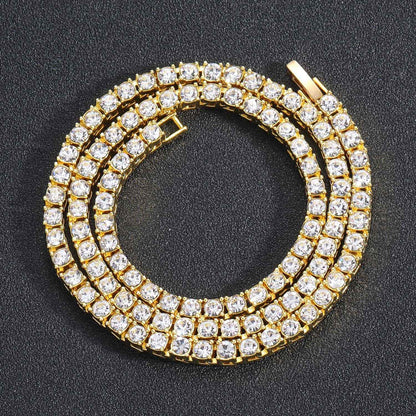 Corrente de Tênis Hip Hop 5MM, Pulseira e Colar Iced Out, Masculino, Moda Prata, Correntes de Tênis, Feminino, Gargantilha 20 polegadas, Presente Punk