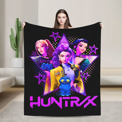 Cobertores de flanela Kpop Demon Hunters Zoey Huntrix Cobertor incrível para casa hotel sofá colcha 125*100cm