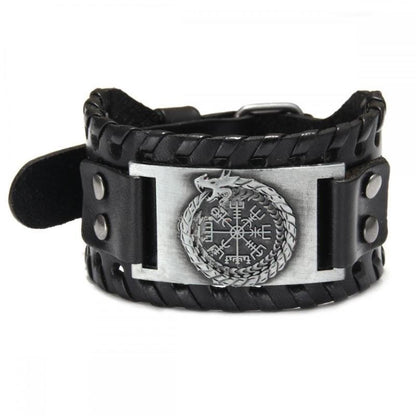 Acessórios de joias de runa viking HNSP pulseira de couro para homens tamanho ajustável