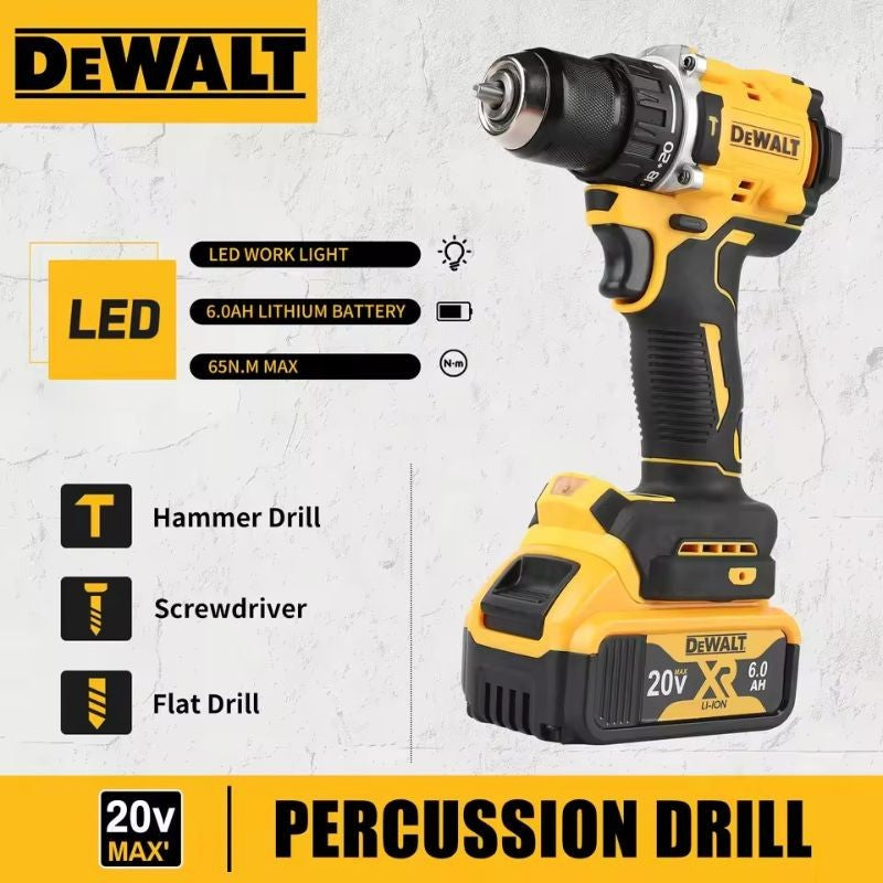 DEWALT DCD805 Parafusadeira Elétrica Compacta Sem Escova Furadeira de Impacto 20V Bateria de Lítio Recarregável carregador