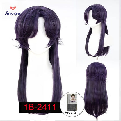 Snoya Versatile Long Synthetic Wolf Tail Cosplay Wig Suitable for Cosplay Parties Halloween Gaming And Anime Red Purple Yellow