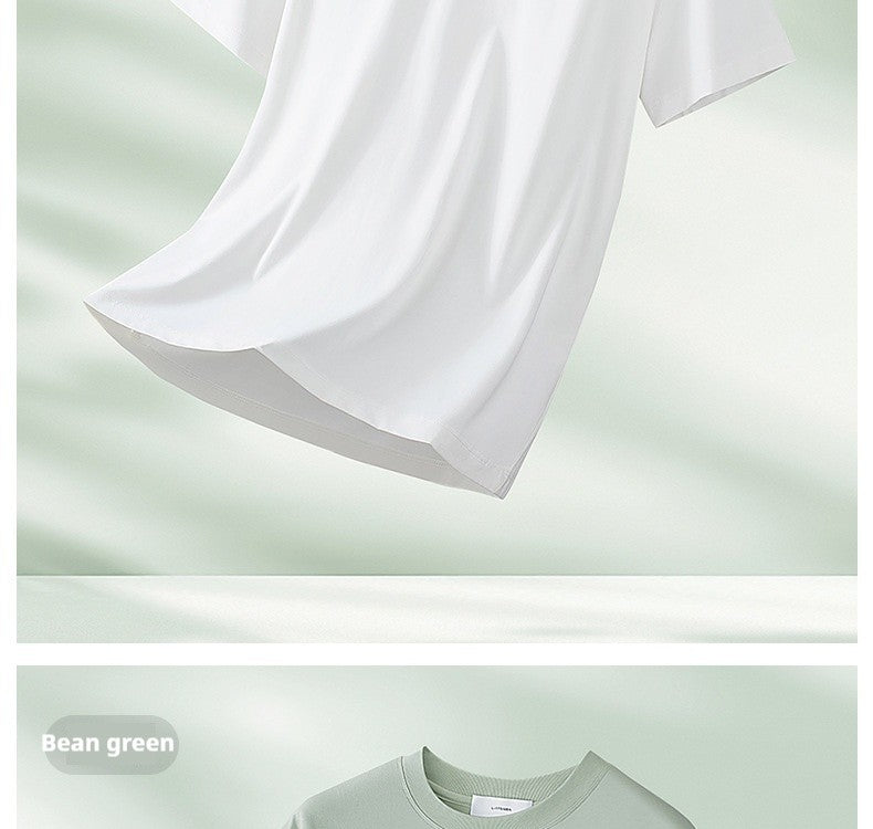 64% Cotton 25% Bamboo Fiber Cool T Shirt Men Short Sleeve Summer Tops For Men Round Neck Skin Friendly Solid Color Male Clothes