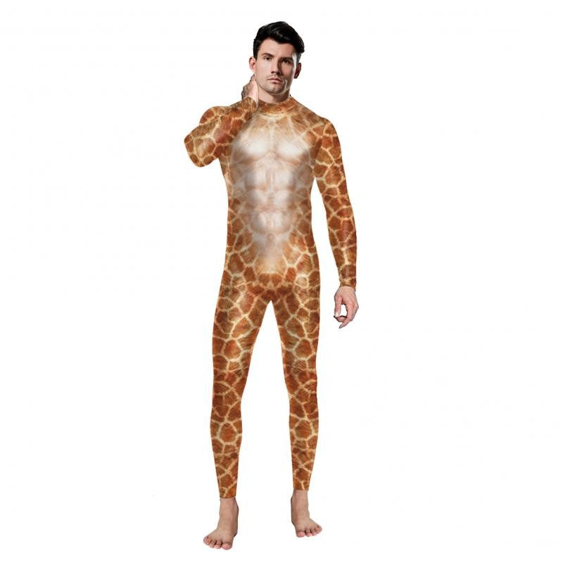 Halloween Animal Jumpsuit Snake Cosplay Costume Tiger Bodysuit Spandex Jumpsuit Party Carnival Stage Performance Dress Up