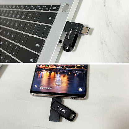 SanDisk Ultra Dual OTG Pen Drive USB 3.2 Type-C Flash Drive 64GB 128GB 256GB 512GB Up to 400MB/s Memory Flash Disk for computers