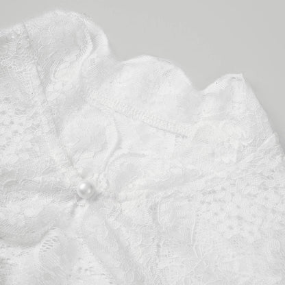 Women Bavarian Beer Costume Blouse White Cap Sleeves Lace Hollow Out Dirndl Blouse Elegant Oktoberfest Traditional Costume Tops