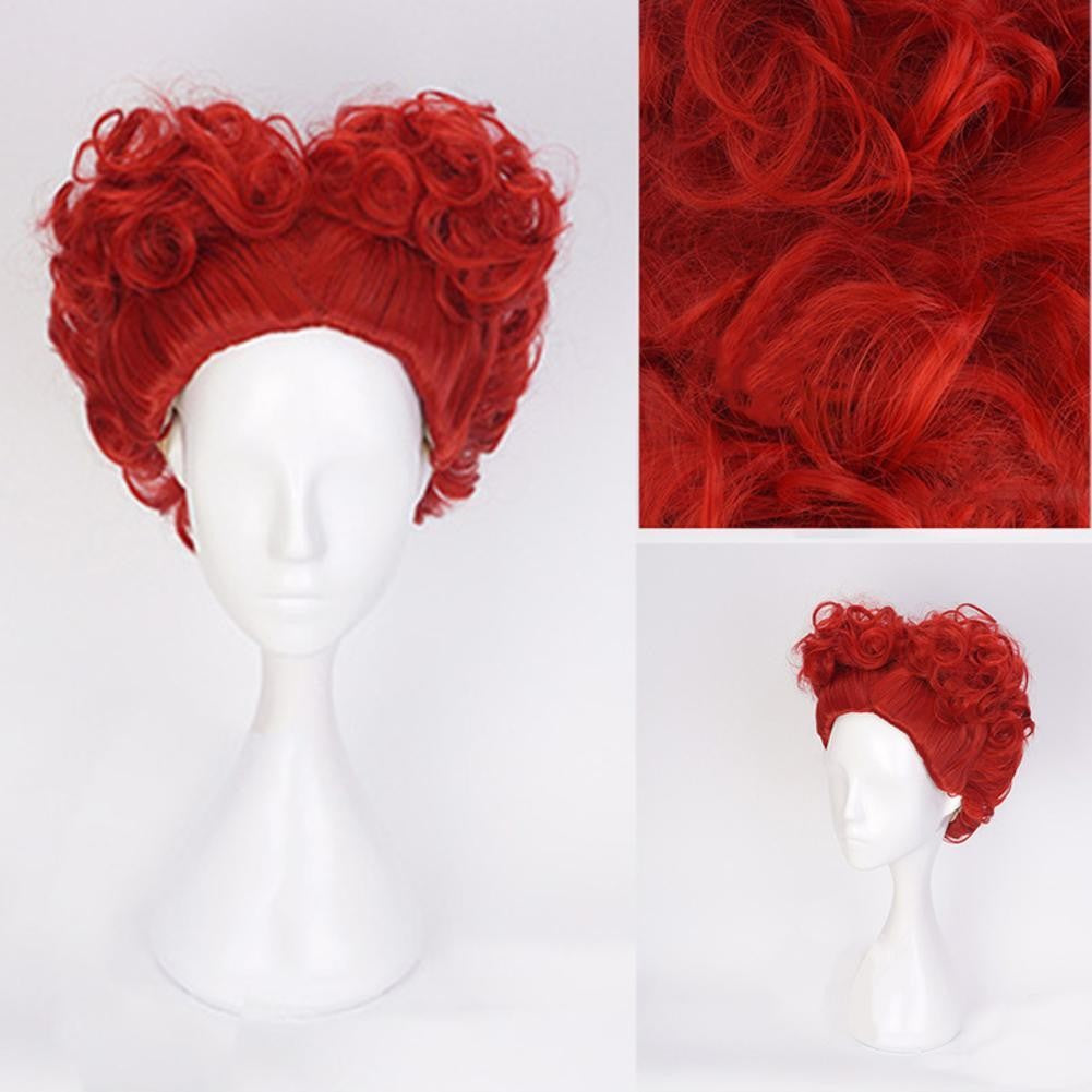NOVA Peruca Cosplay Rainha Vermelha Rainha de Copas Vermelha Resistente ao Calor Sintética / Touca de Peruca