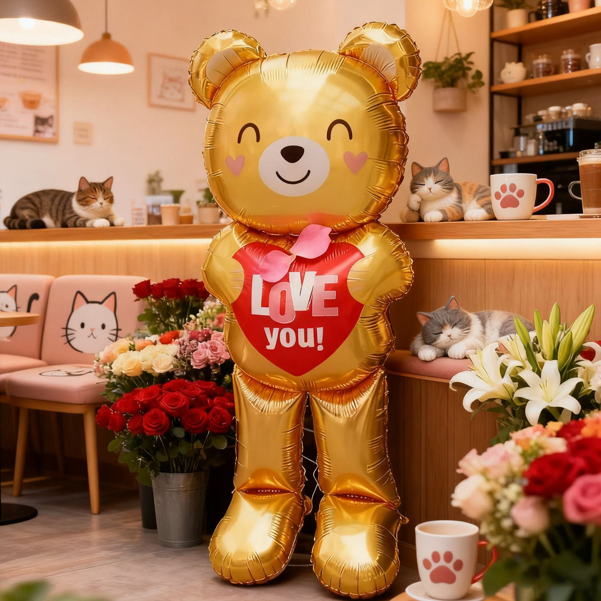 60 inch Love Bear Aluminum Film Balloon for Valentine's Day Confession Decoration, Birthday Balloon, Christmas Shower Decoration