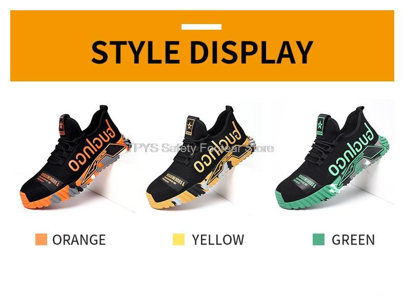 Sapatos de Segurança Leves com Biqueira de Aço Masculinos Antiperfuração Sapatos de Trabalho Masculinos Respiráveis Sapatos Industriais Botas de Segurança de Trabalho Indestrutíveis