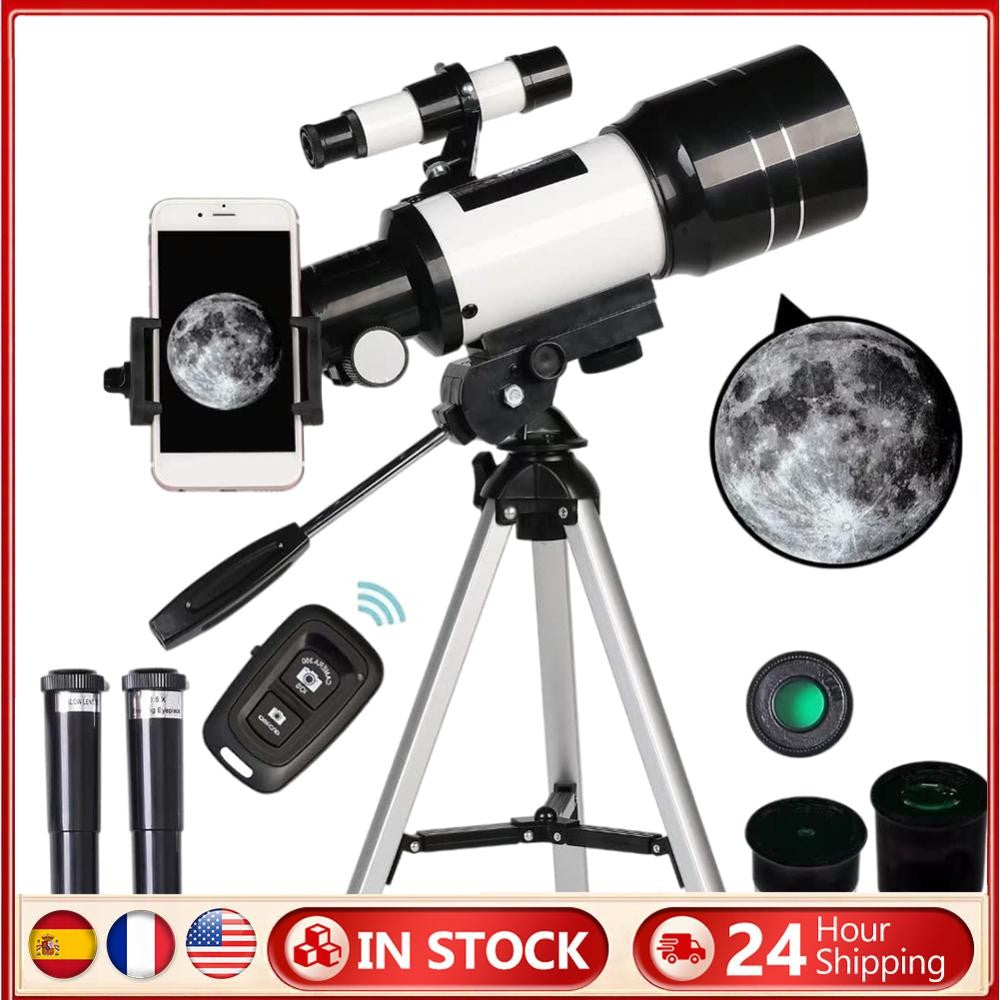 Telescópio de Viagem 300mm Portátil Telescópio Refrator de Abertura 70mm Profissional Telescópio de Viagem para Iniciantes em Astronomia