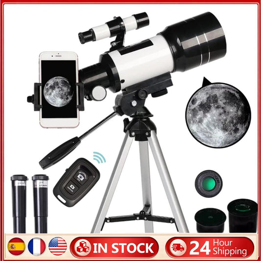Travel Telescope 300mm Portable Telescope 70mm Aperture Refractor Professional Travel Telescope for Astronomy Beginners