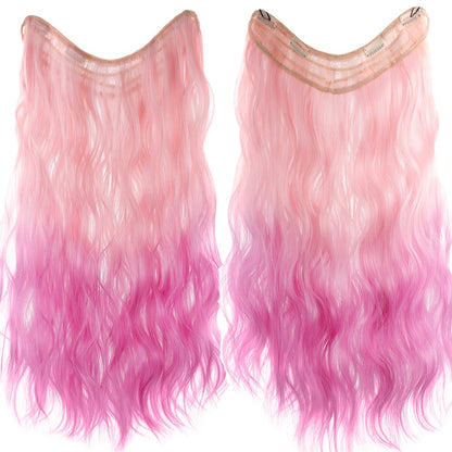 Extensões de Cabelo Sintético em V de uma Peça com 4 Clips Cabelo Liso Longo Peruca Cor 50CM Cabelo Falso Natural