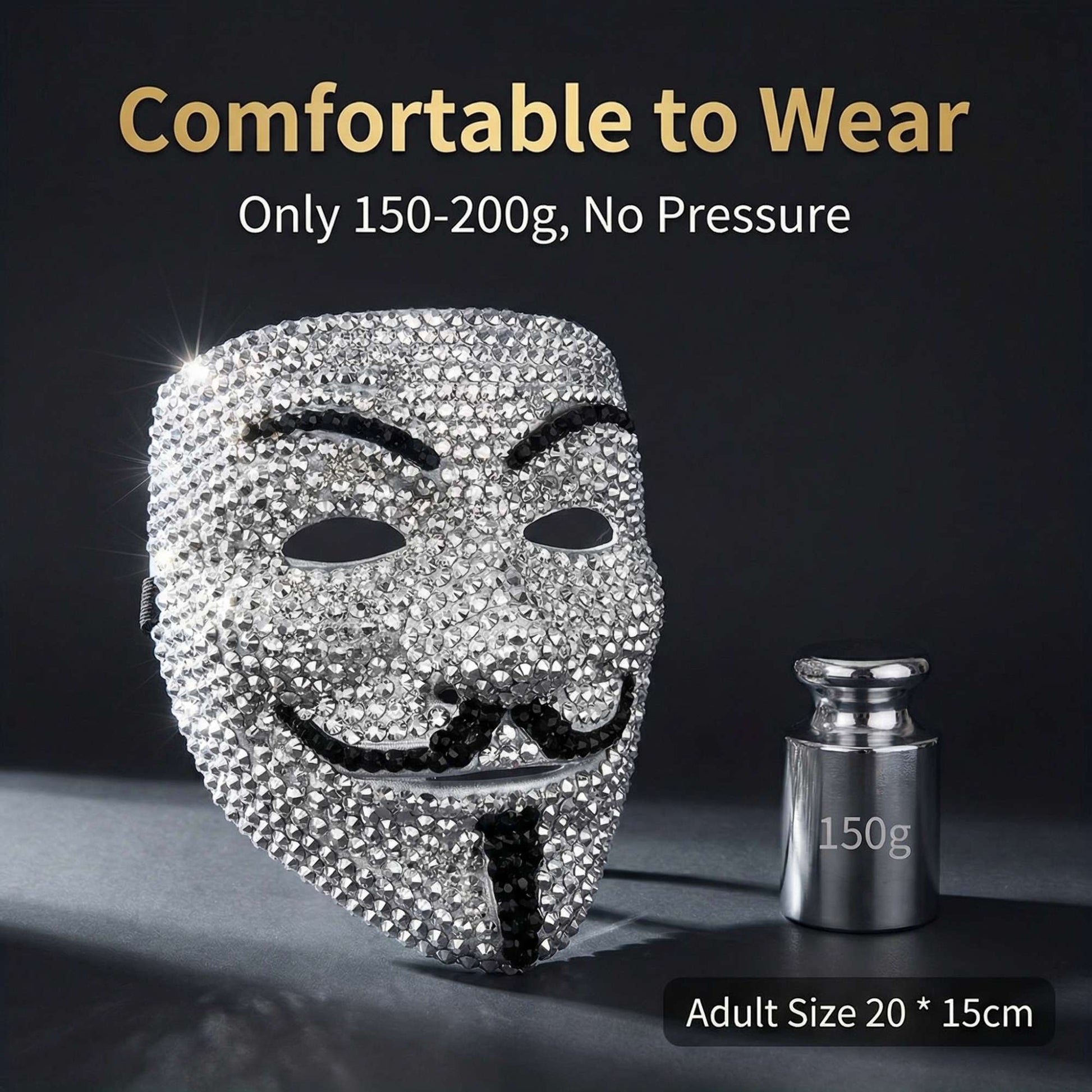 New DIY Handmade Rhinestone Party Mask, Masquerade Carnival Face Mask, Stage Performance Prop, Suitable for Men and Women