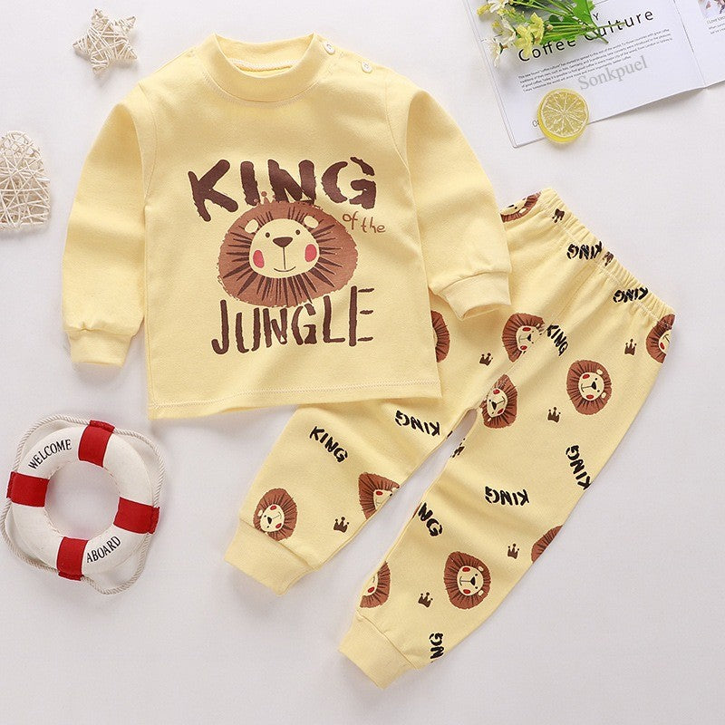 2025 New Baby Cotton Two-piece Set Home Clothes Children Class Suit Boys Girls Pajamas Set Kids Long T-shirt + Pants