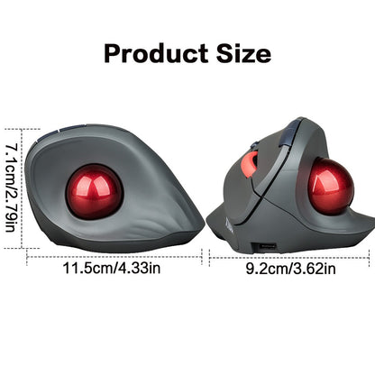 JOMAA Bluetooth + 2.4G Wireless Trackball Mouse, Silent Ergonomic Roller Ball Mice, Vertical Thumb Mouse, 2 Device Connection
