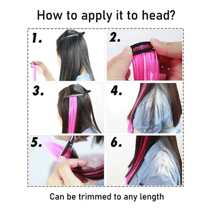 5 Unidades Mechas de Cabelo Luminosas Sintéticas Neon Presilha Fake Acessórios de Cabelo para Festas Extensão de Cabelo Brilha no Escuro Y2K