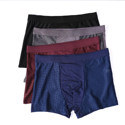 L-8XL Plus Banboo Fiber Men Underwear Male boxer Solid Panties Shorts Men's  Underpants Breathable Intimate Man boxers 4pcs