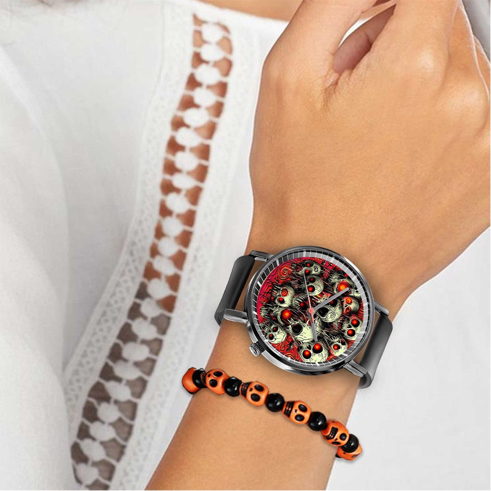 Fashion Pumpkin Design Men's and Women's Quartz Watch Casual Black Silicone Halloween Gift Fashion Women's Wristwatch