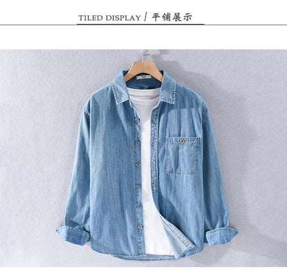 Denim shirt men's thin spring long sleeved inch clothes men's casual men's outerwear