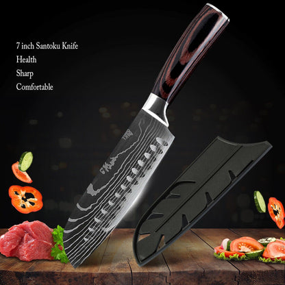 Faca de Chef ZENG Conjunto de Facas de Cozinha em Aço Inoxidável Padrão Aço Damasco Cutelo Fatiador Frutas Santoku Faca de Chef Ferramenta de Cozinha