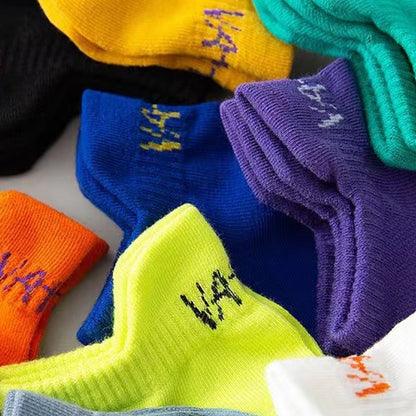 5 Pairs Men Bright Colored Ankle Socks Breathability Fashionable Casual Street Style Deodorizing Invisible Travel Running Socks