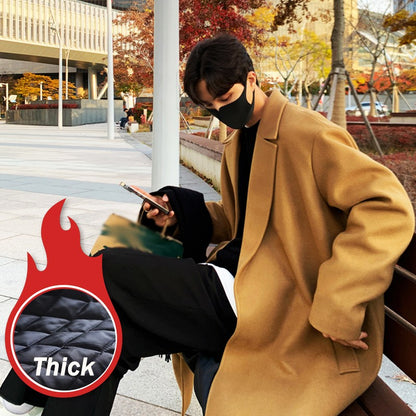 Men's Winter luxury Cardigans Trench Male Black Wool Overcoat Coat Black Long Padding Coat Men's Clothes Jac Windbreaker For Men