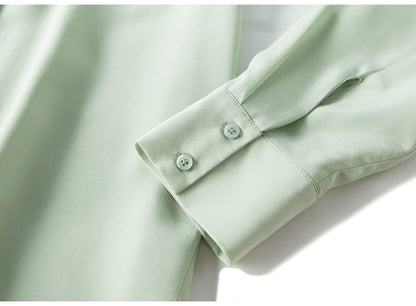 2025 Spring New Women's Silk Shirt Women's Long Sleeve 100% Mulberry Silk Blouse 16 MM White-collar OL Style Shirts For Women