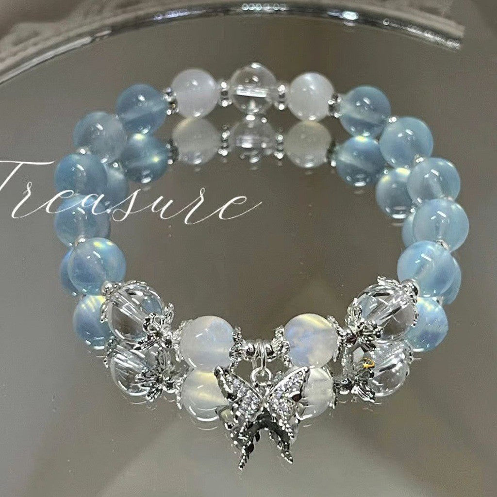 Nova pulseira de cristal com contas simples para mulheres meninas coreanas ins flor raposa pena borla pulseiras melhores amigas joias presentes 2024