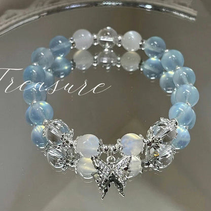 Nova pulseira de cristal com contas simples para mulheres meninas coreanas ins flor raposa pena borla pulseiras melhores amigas joias presentes 2024