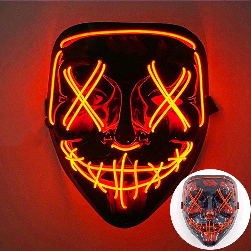 Scary Wireless Glowing LED Mask Halloween Party Supplies Neon Purge Mask Cosplay Luminous Face Masks Carnival Festival Props