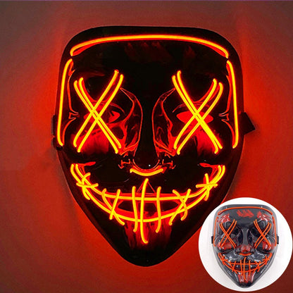 Scary Wireless Glowing LED Mask Halloween Party Supplies Neon Purge Mask Cosplay Luminous Face Masks Carnival Festival Props