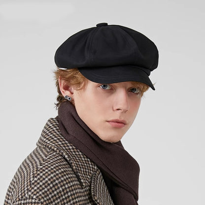 Beret Men's Fashion Spring and Summer Versatile Newsboy Cap Painter's Cap British Vintage Hat Octagonal Cap for Men and Women