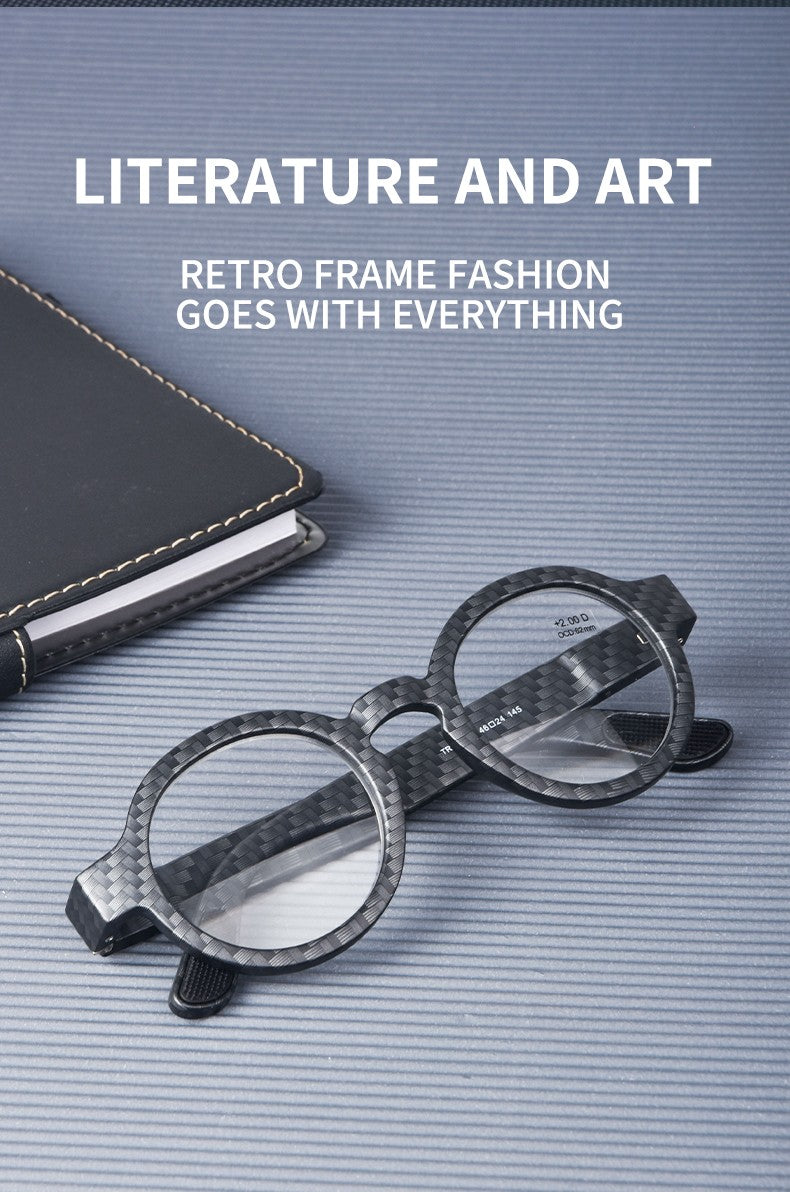 Guanhao Brand Men Reading Glasses Vintage Round Frame Clear Elderly Glasses Thick Frame Large Frame Women's Presbyopia Glasses