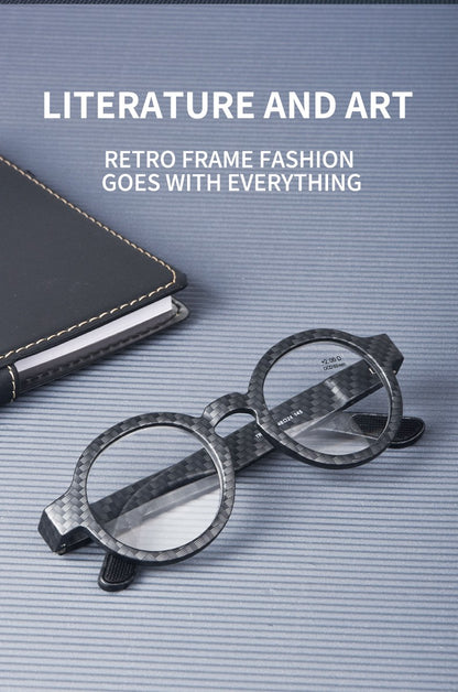 Guanhao Brand Men Reading Glasses Vintage Round Frame Clear Elderly Glasses Thick Frame Large Frame Women's Presbyopia Glasses