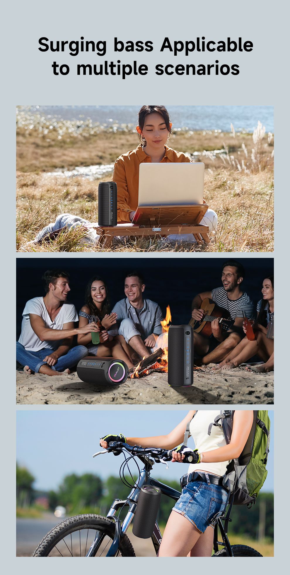 ZEALOT-S49PRO Portable Bluetooth Speaker 20W IPX6 Waterproof Powerful Sound Box Bass Boost Dual Pairing True Wireless Speaker