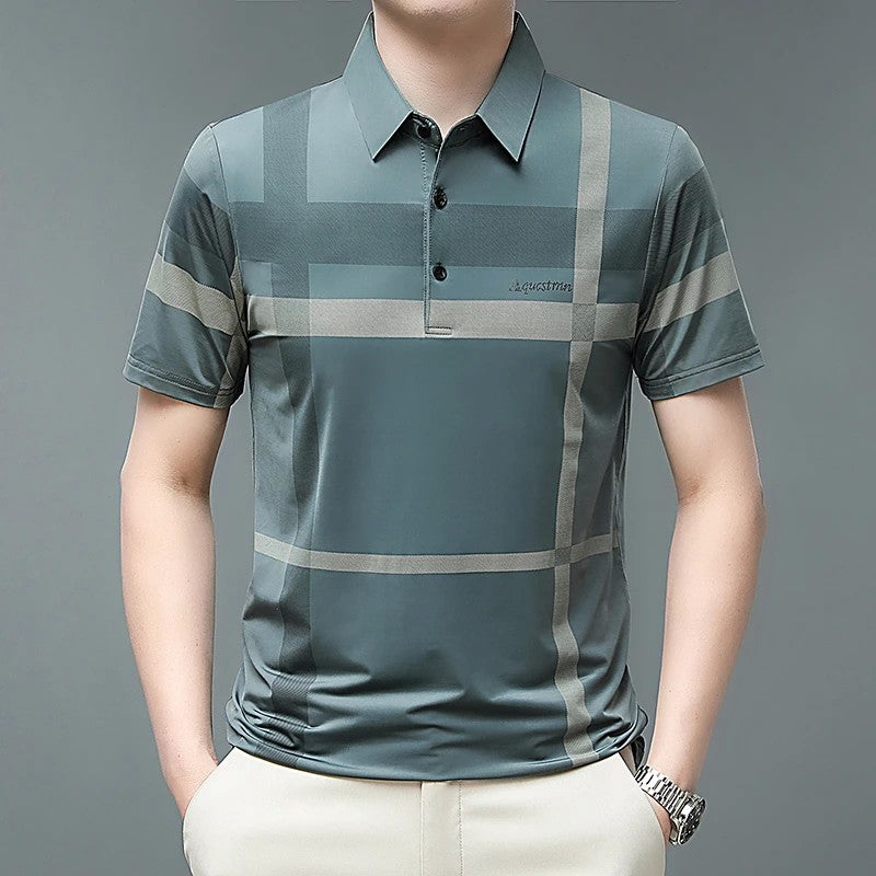 Men's Business Casual Polo Short Sleeved Smooth Wrinkle Resistant Comfortable Top New