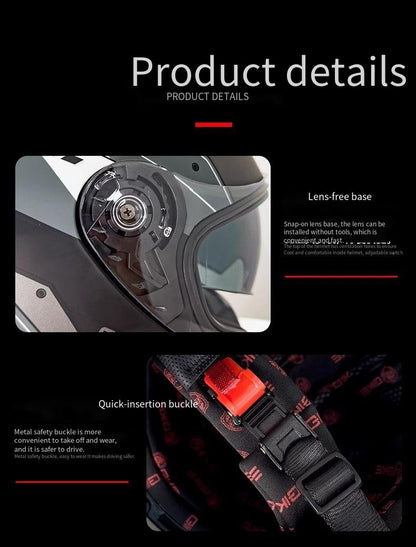 Capacete de motocicleta masculino e feminino com lente dupla antiembaçante integral para motoqueiro com pedal de cruzeiro e capacete universal para todas as estações com certificação DOT