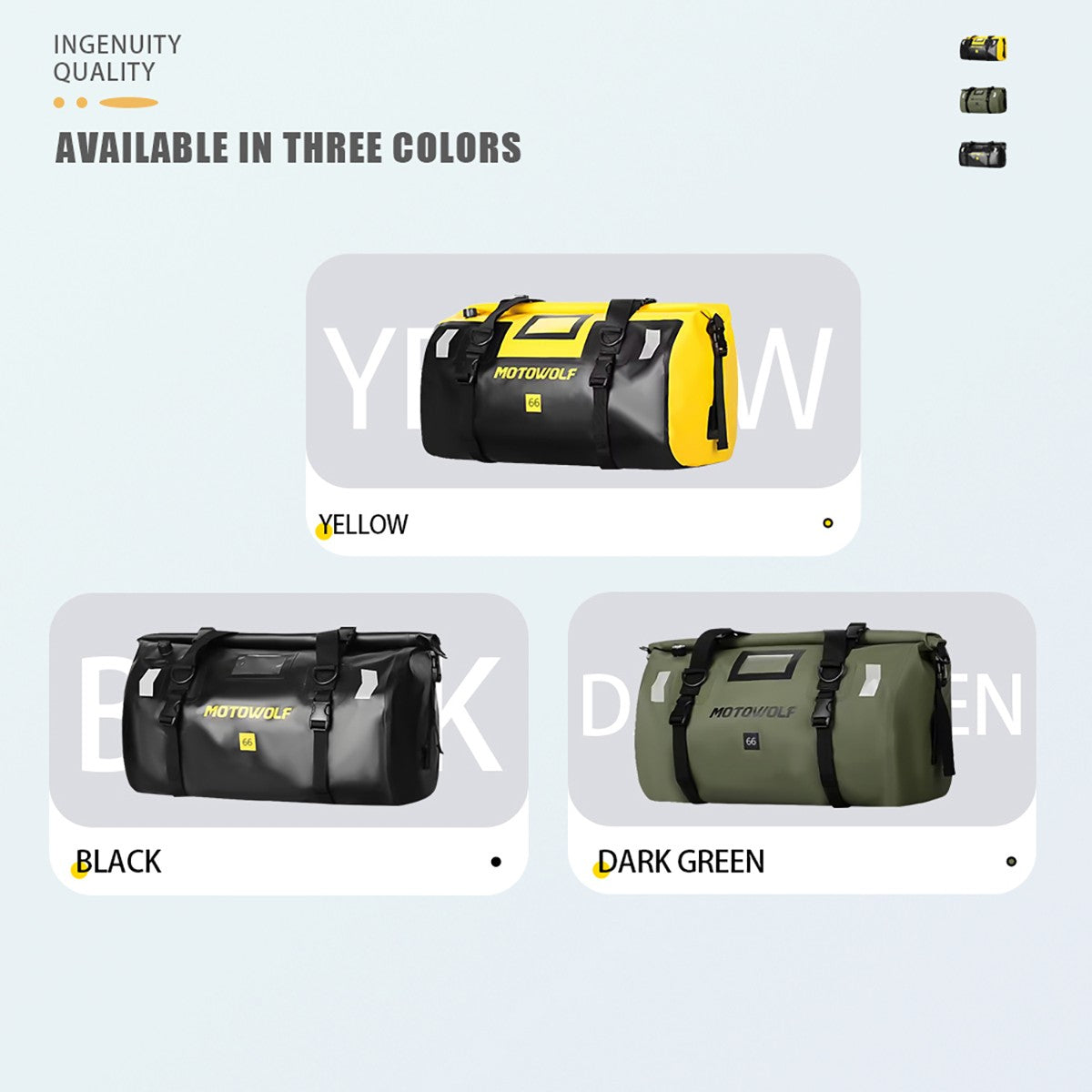 Motorcycle Dry Bag Waterproof Reflective Tail Duffle Bag Skiing Travel Hiking Camping Boating Riding Fishing Outdoor Luggage