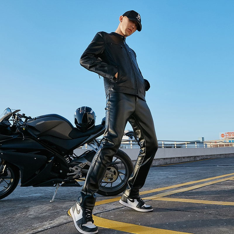 Shilin brand leather jacket men new plush thickened leather coat Slim fit Korean fashion winter casual leather jacket