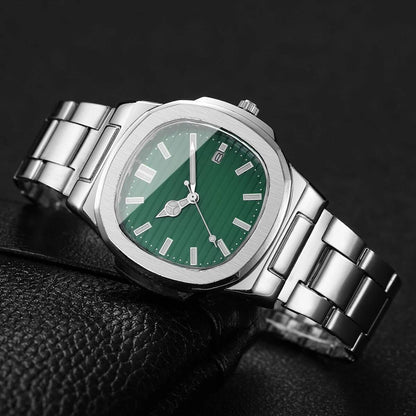 Fashion Square Men Business Watches Stainless Steel Strap Calendar Quartz Wristwatch Mens Clock Reloj Hombre?Without Box?