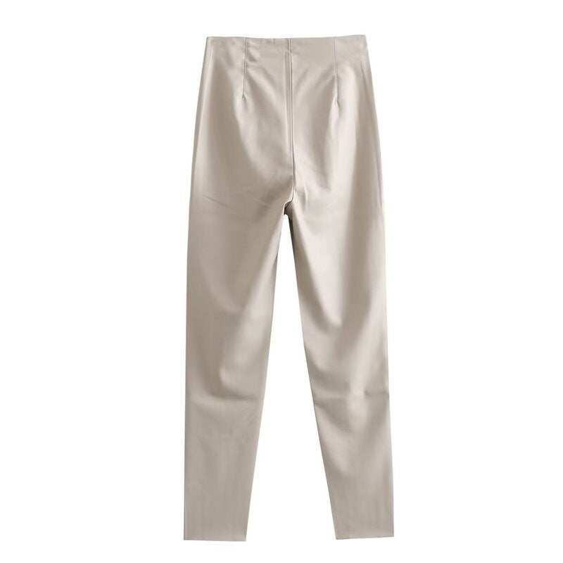 High Waist Faux Leather Leggings Women's Faion Slim Fit Versatile Base Layer Pants Autumn Winter New Arrival 8372294 7