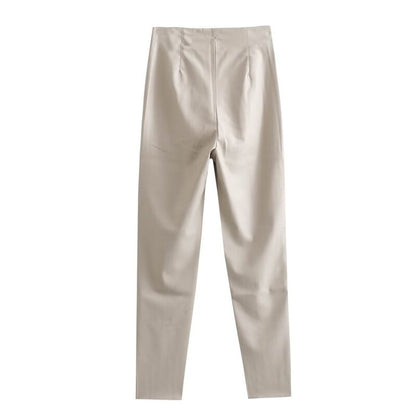 High Waist Faux Leather Leggings Women's Faion Slim Fit Versatile Base Layer Pants Autumn Winter New Arrival 8372294 7